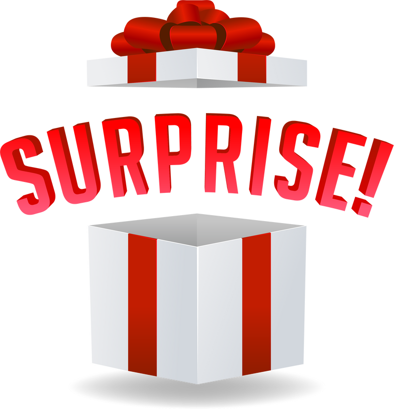 Surprise inside open gift box.